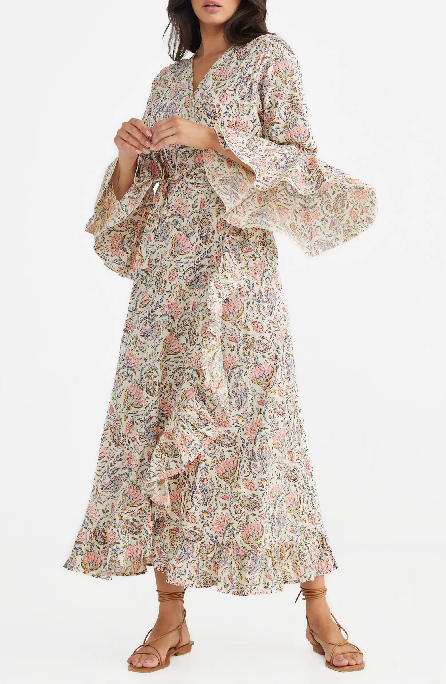 Carly Floral Wrap Front Cotton Dress | Nordstrom