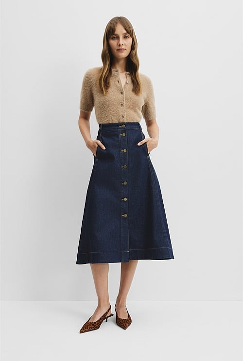 A-Line Denim Midi Skirt | Country Road