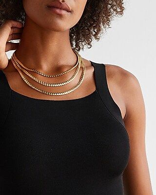 3 Row Flat Braided Chain Necklace | Express