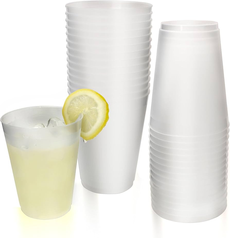 16 oz Frosted Plastic Cups, 30 pack, Blank Reusable Drink Tumblers for Parties，Events, Marketin... | Amazon (US)