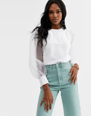 ASOS DESIGN top with organza sleeve detail | ASOS US