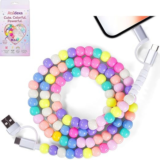 4-in-1 Beaded Charging Cable, MFi Certified, Works with CarPlay, 3.3FT 60W Fast Charger Cord for ... | Amazon (US)