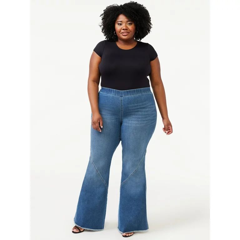 Sofia Jeans by Sofia Vergara Women's Plus Size Melisa High Rise Super Flare Pull On Jeans | Walmart (US)