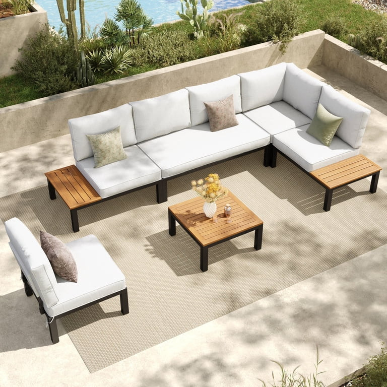 SUMMIT LIVING 6-Piece Outdoor Patio Furniture Set with Modular Sofa, Outdoor Patio Sectional Set ... | Walmart (US)