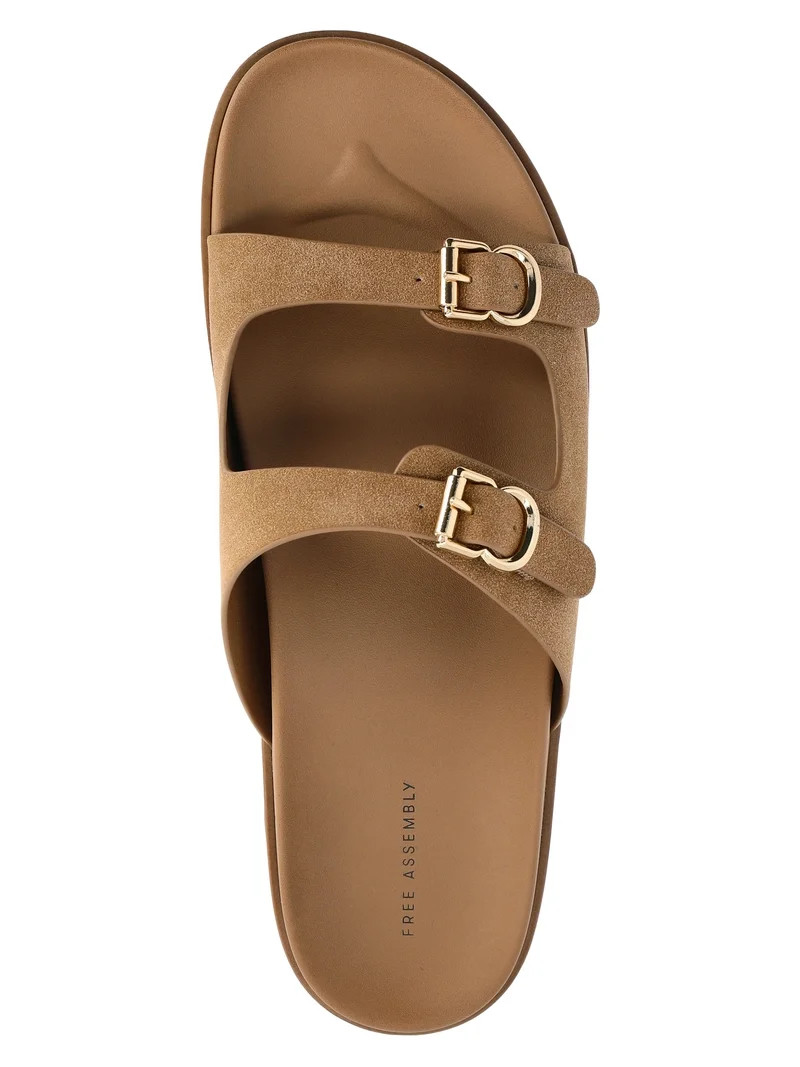 Free Assembly Women's Double Strap Footbed Slide Sandals | Walmart (US)