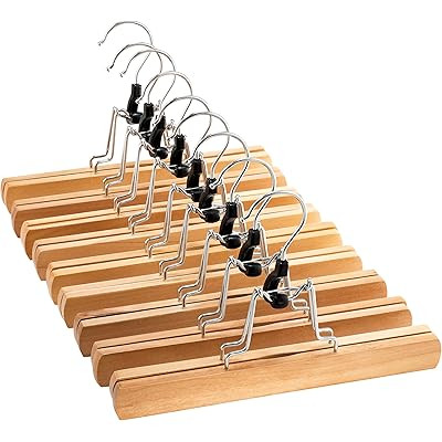 Tosnail 12 Pack Natural Wood Collection Skirt Pants Hangers Slack Hanger Jeans Hangers | Amazon (US)