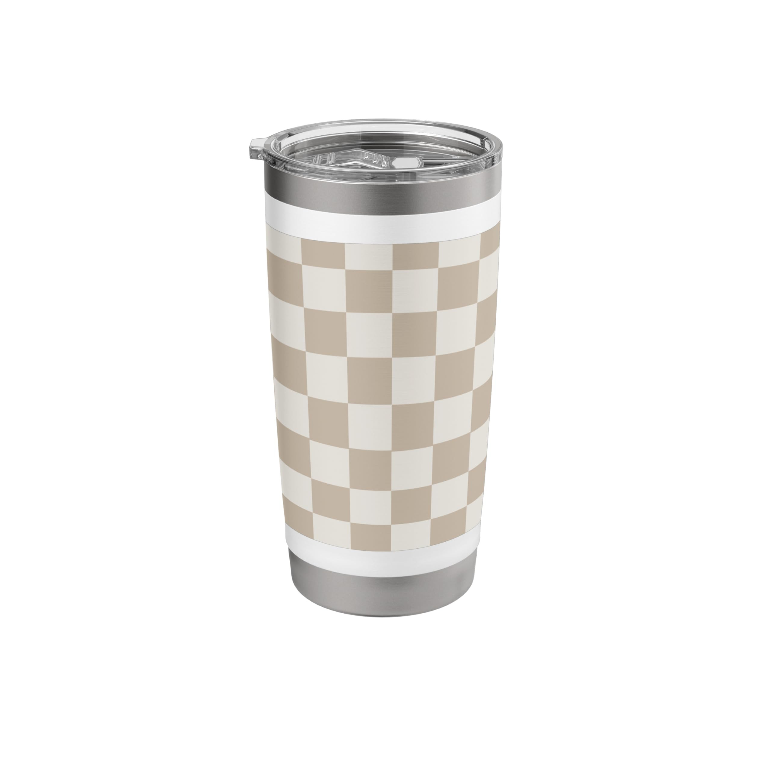 Light Beige Checkered Classic Vanilla Checkerboard Stainless Steel Insulated Tumbler | Amazon (US)