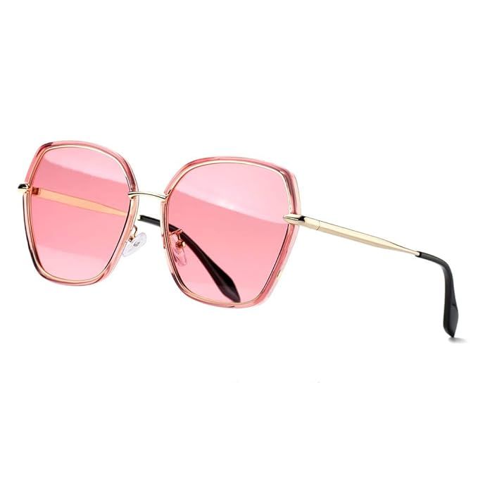 REBSUN Oversized Polarized Sunglasses for Women UV Protection Designer Black Square Big Sun Glass... | Amazon (US)