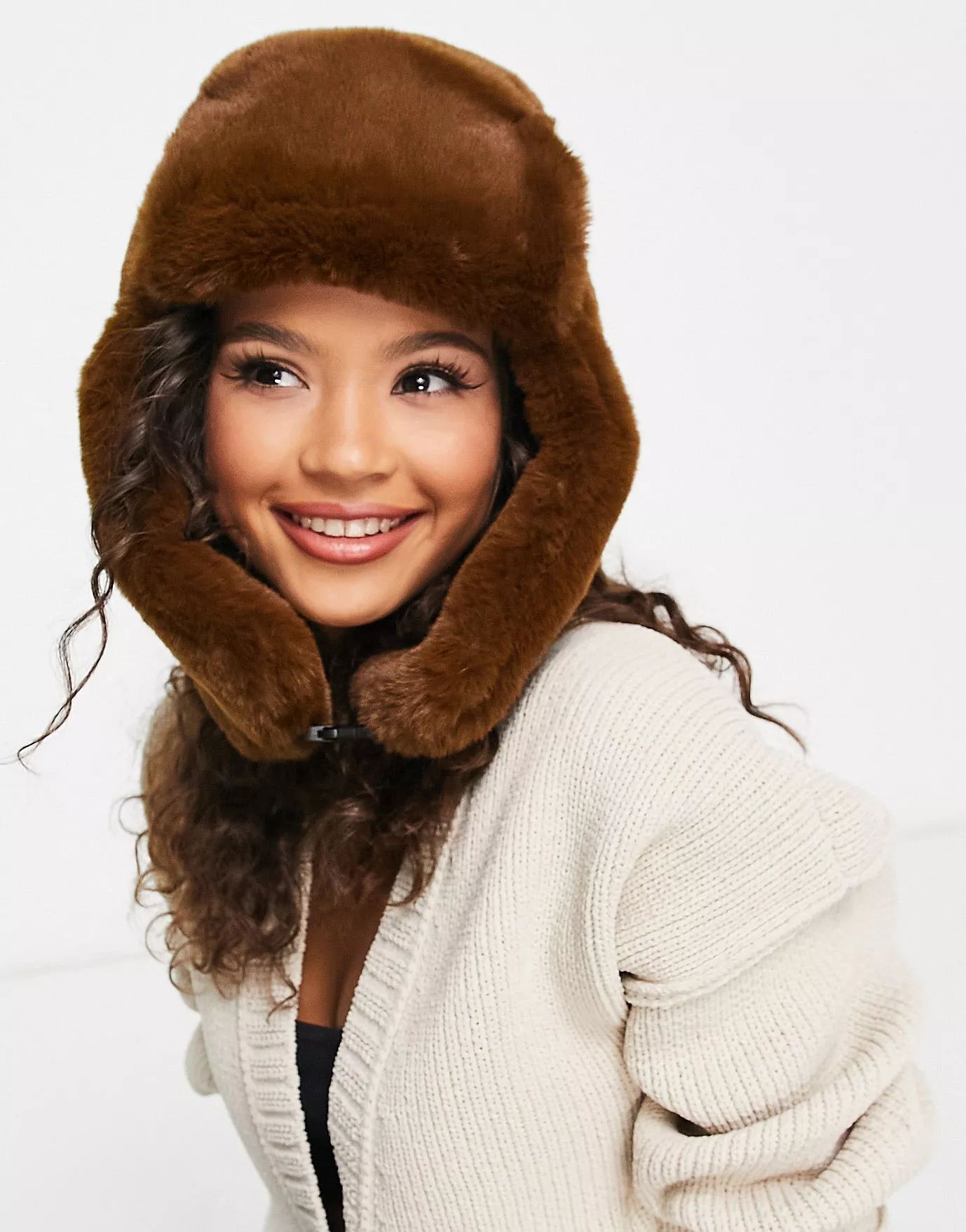 My Accessories London oversized trapper hat in teddy brown | ASOS (Global)