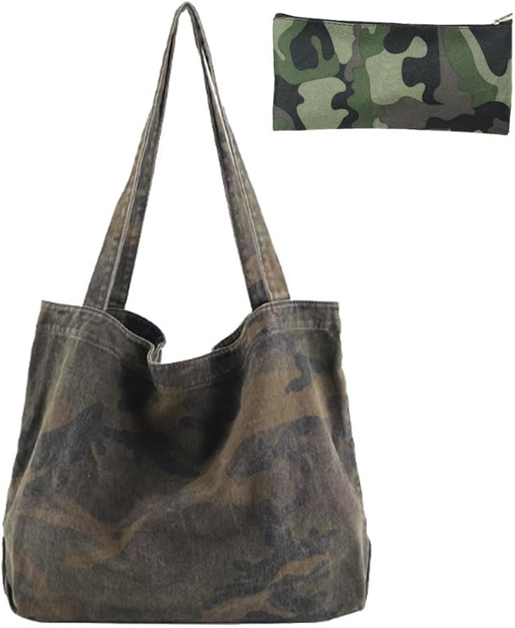Shoulder Bag for Women Large Carry Handles Cute Camouflage Sling Tote Boho with Cosmetics Makeup ... | Amazon (US)