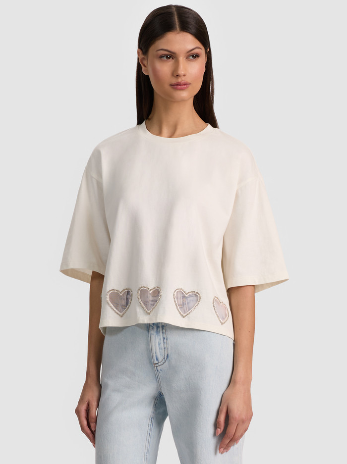 EVAN HEART CUTOUT TEE | Alice + Olivia