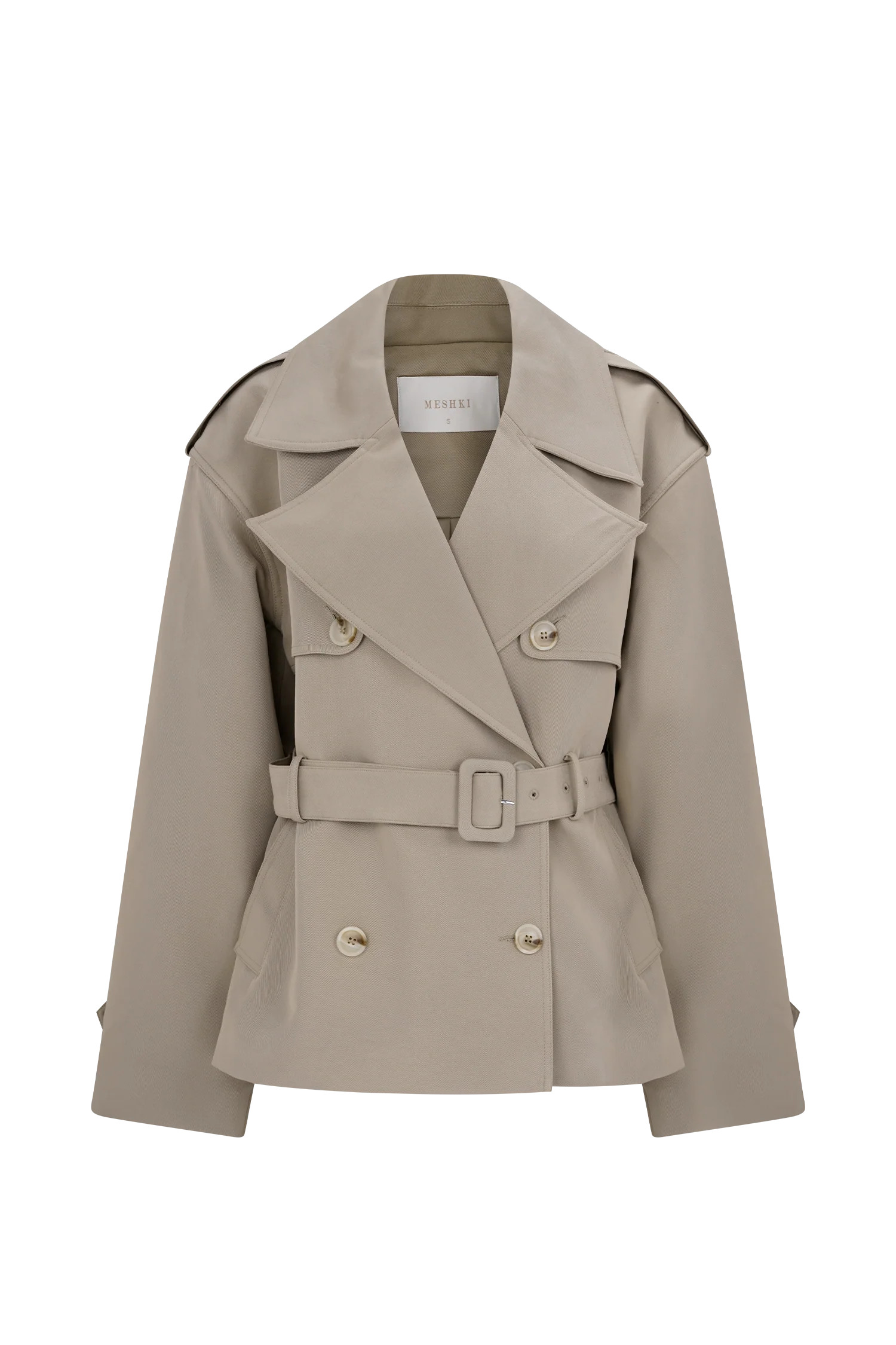 Alden Short Trench Jacket - Pebble | Meshki UK