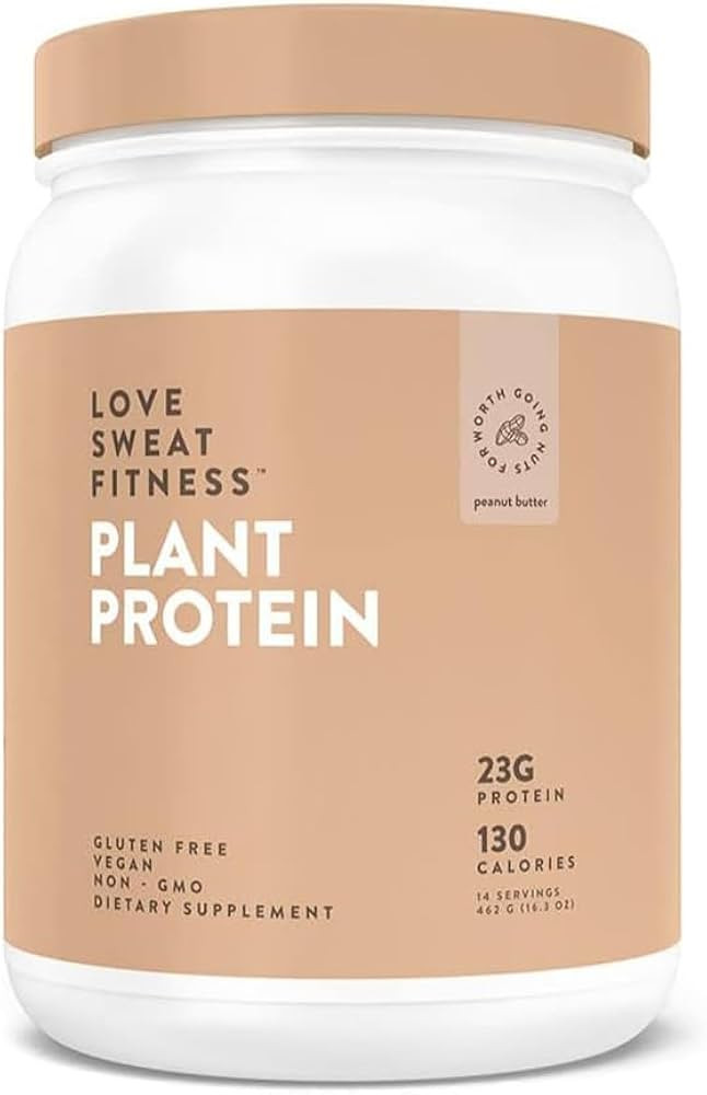 Love Sweat Fitness Organic Vegan Protein Powder, Peanut Butter - 23g Protein, 14 Servings, Plant ... | Amazon (US)