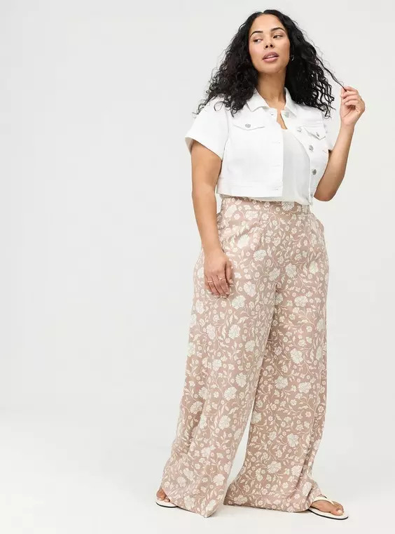 Wide-Leg Stretch Challis Pant in Beige-Tan | Torrid (US & Canada)