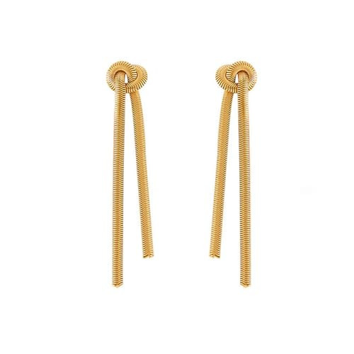 Long Gold Tassel Dangle Earrings for Women,Boho Statement Snake Bone Chain Knot Tassel Earrings Jewelry Gifts (Style-A) | Amazon (US)