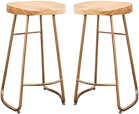 SHGAO Bar Stools Set of 2, Solid Wood Seat Gold Barstools,with Pedals Counter Height Bar Stool,fo... | Amazon (US)