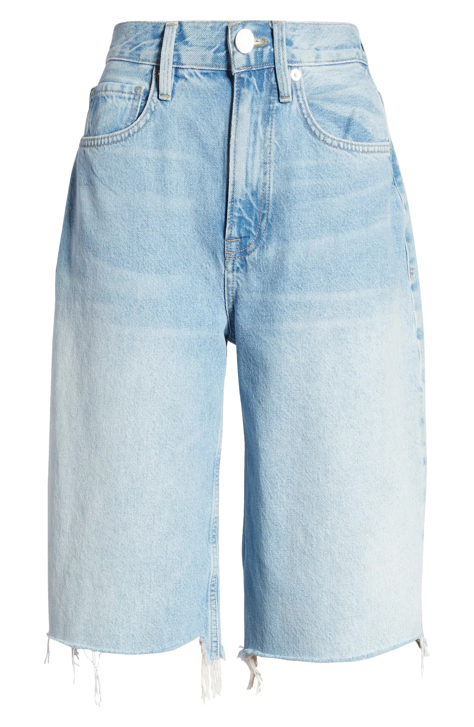 High Waist Raw Hem Wide Leg Bermuda Shorts | Nordstrom