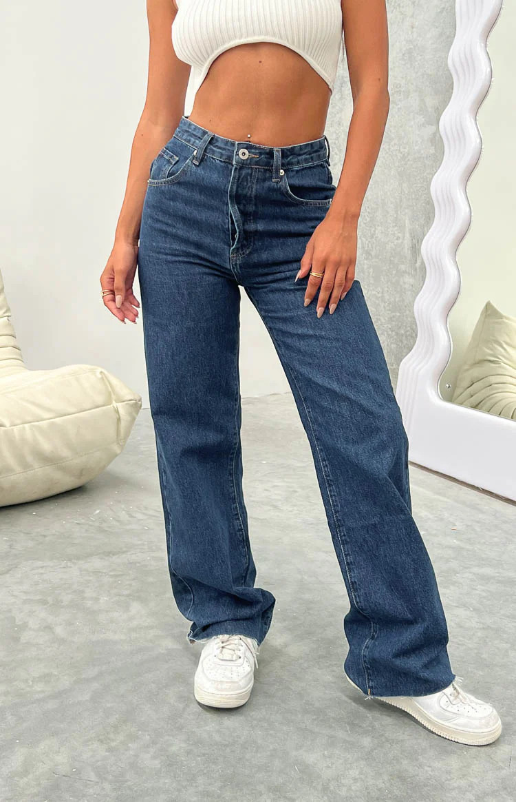 Essie Dark Blue Straight Leg Jeans | Beginning Boutique (AU)