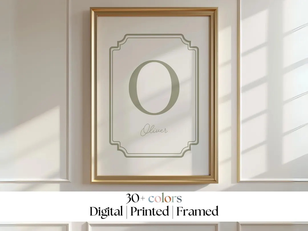 Custom Vintage Initial Print, Baby Girl Name, Personalised Initial Name Print, Girls Name Sign, V... | Etsy (US)