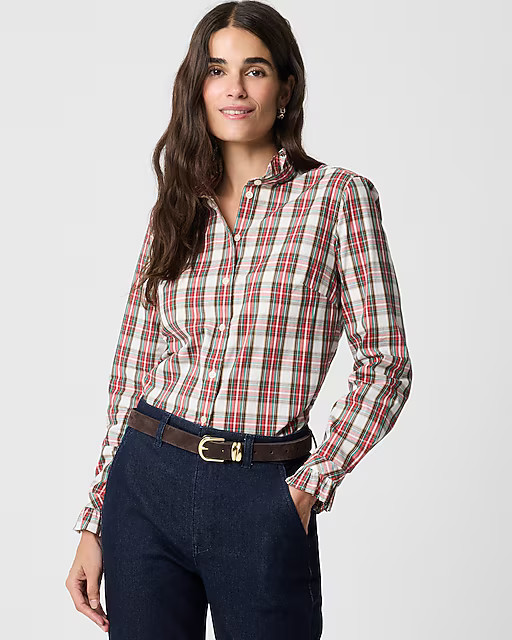 Ruffleneck button-up top | J.Crew Factory