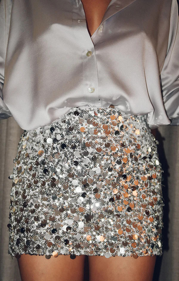 All Night Skort ~ Silver Metallic Sequins | Show Me Your Mumu