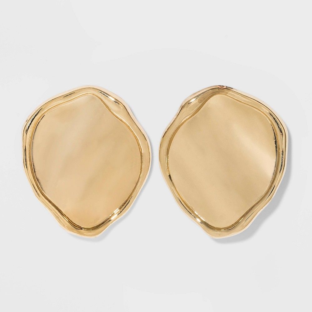 Hammered Metal Post Round Earrings - A New Day Gold | Target