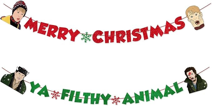 Home Alone Merch Decorations, Merry Christmas Ya Filthy Animal Party Banner, Funny Holiday Party ... | Amazon (US)