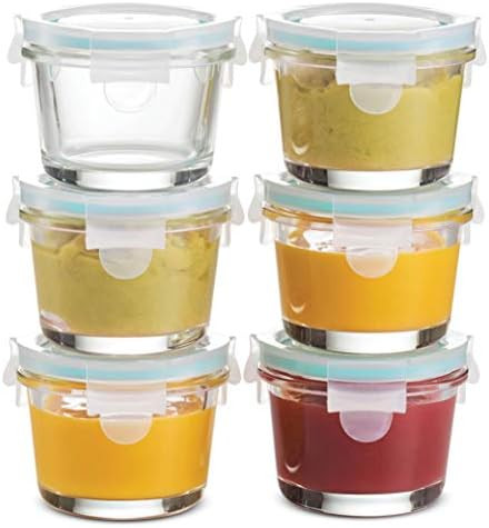 Superior Glass Food Storage Containers - Set of 6-4 Oz Containers with Airtight BPA-Free Locking Lid | Amazon (US)