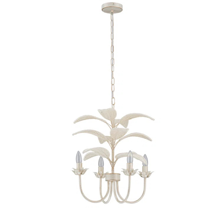 Aweys 4-Light Brushed White Modern Coastal Mini Chandelier | Wayfair North America