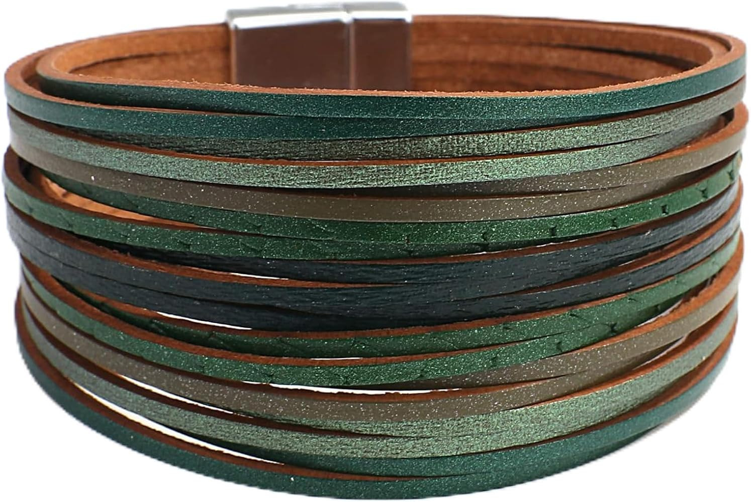 Fesciory Leather Wrap Bracelets for Women, Boho Leopard Multi-Layer Crystal Beads Cuff Bracelet J... | Amazon (US)