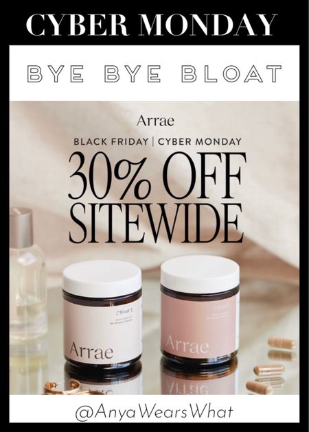 ARRAE CYBER MONDAY SALE EXTENDED!!! 30% OFF SITEWIDE! *no code needed*
SAY BYE BYE TO BLOAT! 🙌🏻
The all-natural, clinically-tested product that works in under an hour to eliminate belly bloat, soothe abdominal discomfort, and optimize digestion. 🌿
I'm also linking other amazing ARRAE natural supplements! 

#arrae #bloat #natural #supplement #health #antibloat #bloating #LTKFind #cybermonday #cybersale #cyberweek #sale #deals #sleep #heartburn #digestion #bitters #gut #guthealth #calm #anxiety #stress #relaxation #naturalremedies #blackfriday #LTKCyberWeek 

#LTKbeauty #LTKHoliday #LTKGiftGuide