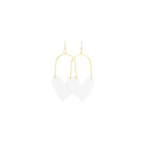 Sweetheart Hoop Select White Leather Earrings | Nickel and Suede