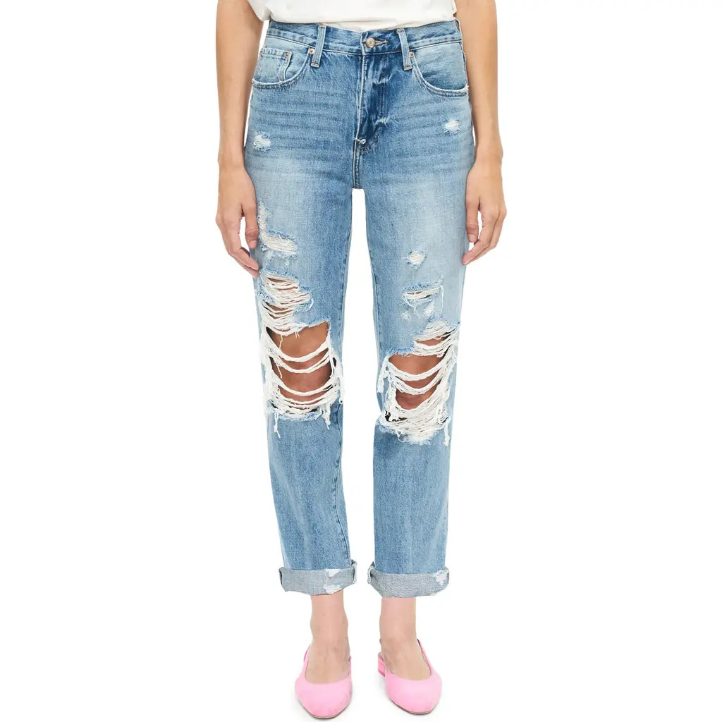 Pistola Presley Destroyed High Waist Relaxed Jeans in Rock Or Bust at Nordstrom Rack, Size 26 | Nordstrom Rack