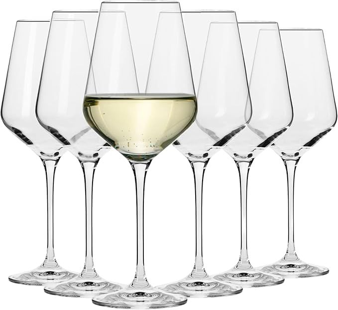 Krosno Large White Wine Glasses Set of 6, 13.2 oz, Avant-Garde Collection, Crystal Glass,Long Ste... | Amazon (US)