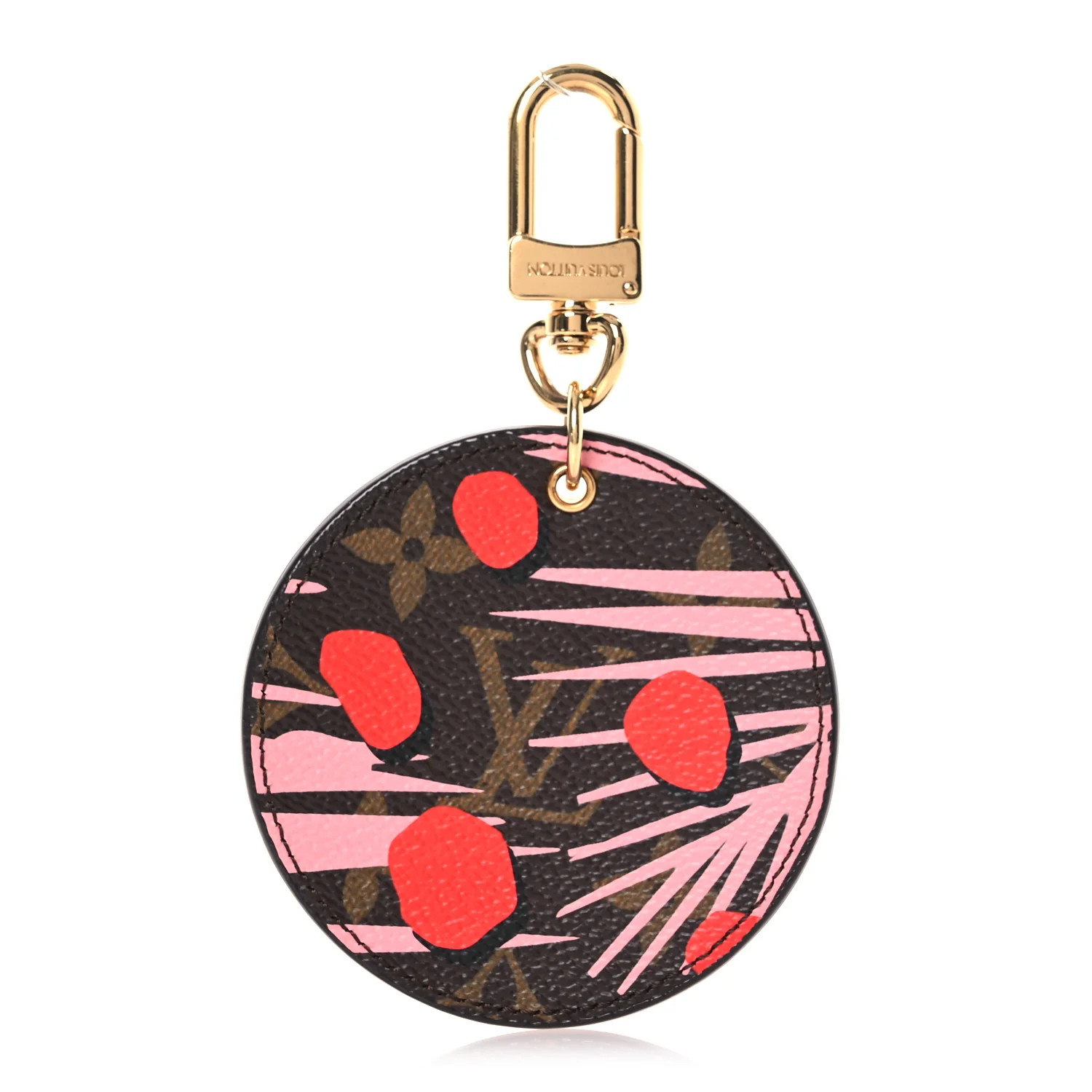 Monogram Jungle Dots Bag Charm Key Ring Sugar Pink Poppy | FASHIONPHILE (US)