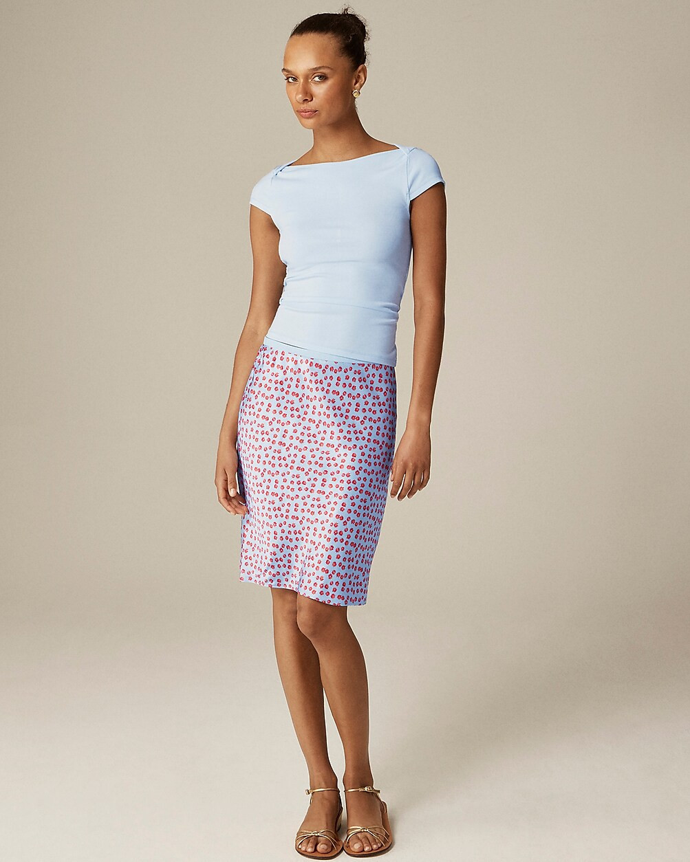 Gwen knee-length slip skirt in summer fields print | J. Crew US