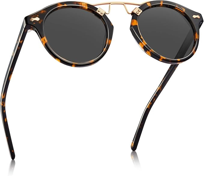 CARFIA Double Bridge Small Acetate Sunglasses for Women Polarized, Retro Metal Brow Ladies Sunnie... | Amazon (US)