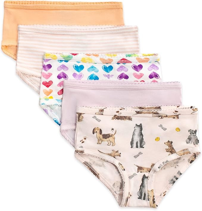 Burt's Bees Baby Toddler Girls' Underwear Set of 5 - Solids, Stripes,Prints, Tag-Free with Sizes ... | Amazon (US)