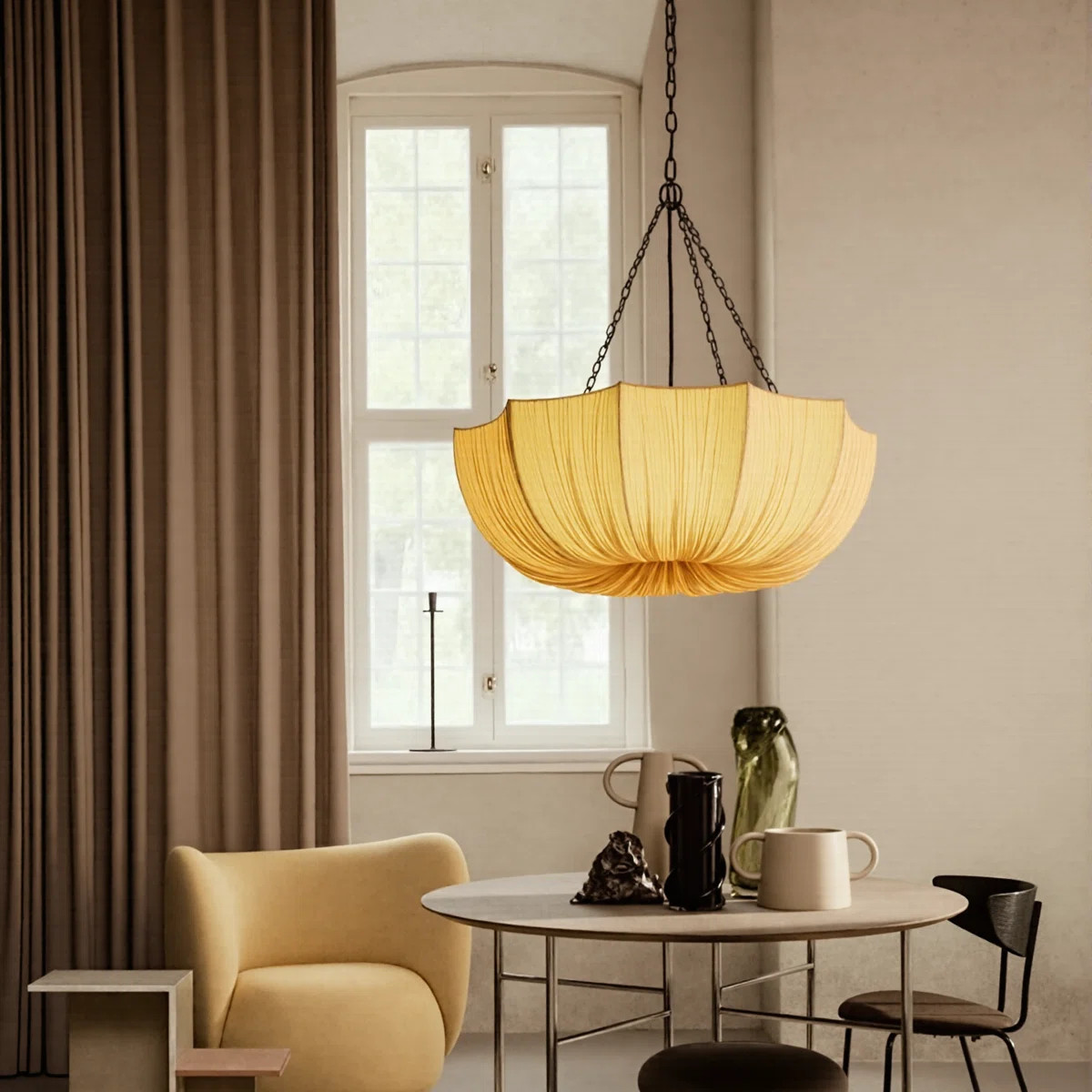 1 - Light Linen Bowl Shade Pendant | Wayfair North America