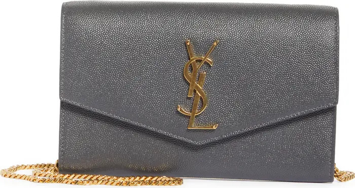 Uptown Pebbled Calfskin Leather Wallet on a Chain | Nordstrom