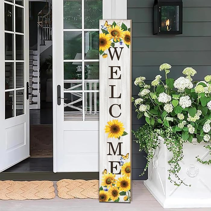 Sunflower Porch Sign Welcome Sign For Front Porch Summer Sunflowers Home Decor Sunshine Welcome S... | Amazon (US)