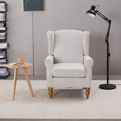 PAGED Accent Chair with Coffee Table, Elegant Living Room Chairs with Scroll-Style Arms and Classic Roman Column Legs for Office, Beige | Target