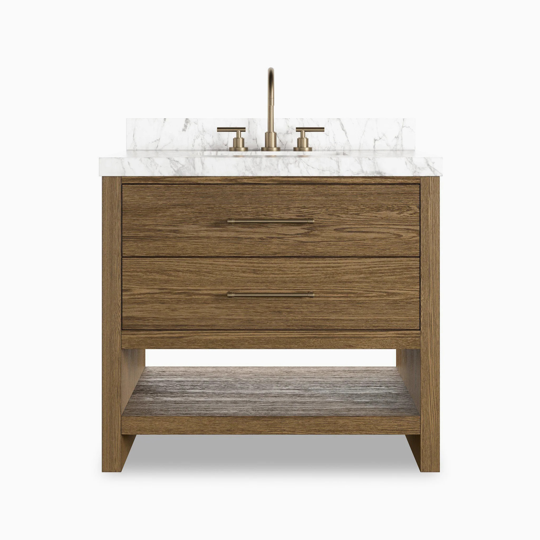 Maxine 36" Single Vanity in Washed Natural Veneer with Carrara Marble Top | Edward Martin