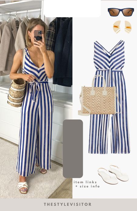 Lovely holiday look without any effort. Just enjoy your vacay and relax! Wearing xs (75C) but it’s slightly tight around the chest. Would recommend sizing up if u have a bigger chest. Read the size guide/size reviews to pick the right size.

Leave a 🖤 to favorite this post and come back later to shop

#holiday #striped jumpsuit #beach outfit 

#LTKeurope #LTKSeasonal #LTKstyletip