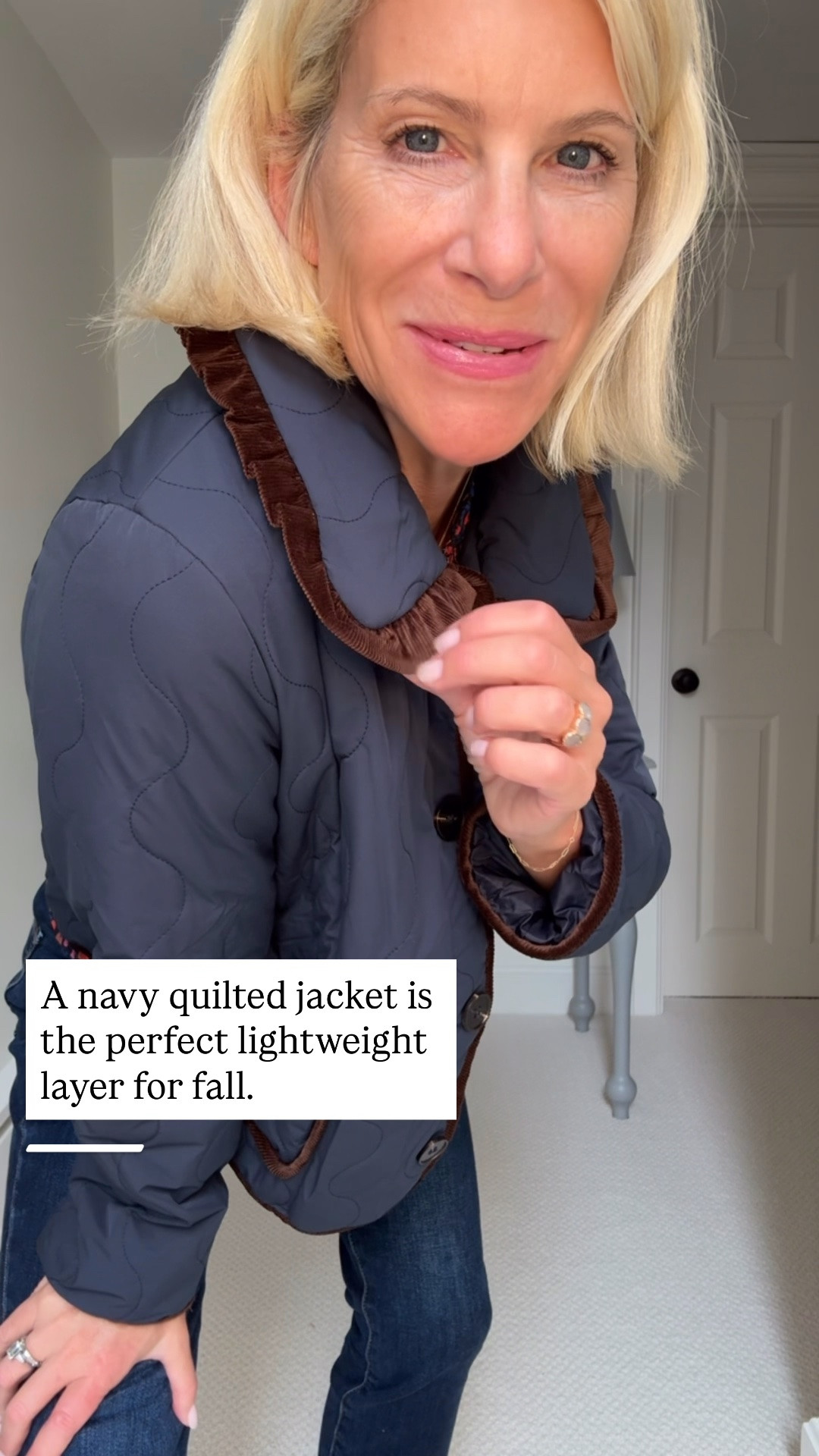 This navy quilted jacket is the perfect layer for fall. Lightweight, polished, and easy to style over dresses or with your favorite jeans and sweater for an effortlessly put-together look.

👩‍💻 LTK PRO TIPS
❤️ Heart = Support my posts ;-)
🔖 Save = Get sale &restock alerts for the things you love!
📋 Lists = Keep favorites organized (List ideas: Christmas, Birthdays, and Vacations!)
📲 Share = Send lists and products to a friend (or your daughters like me).
💬 Comment = Ask me anything, and I’ll answer. ;-)

#LTKootd #LTKSeasonal #LTKOver40
