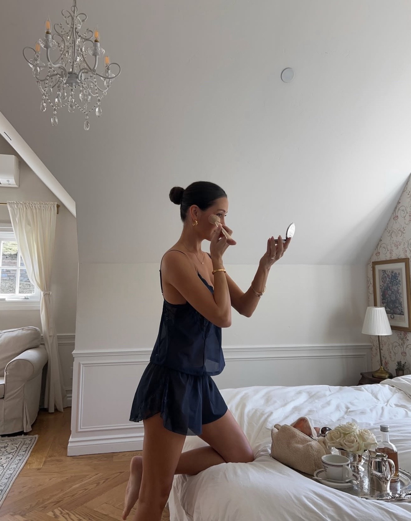 getting ready in @gooseberry 🤍 matching set, loungewear, morning routine, cottage core 

#LTKgrwm #LTKmorningroutine #LTKselfcare