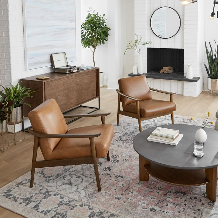 Mid-Century Leather Show Wood Chair | West Elm (US)
