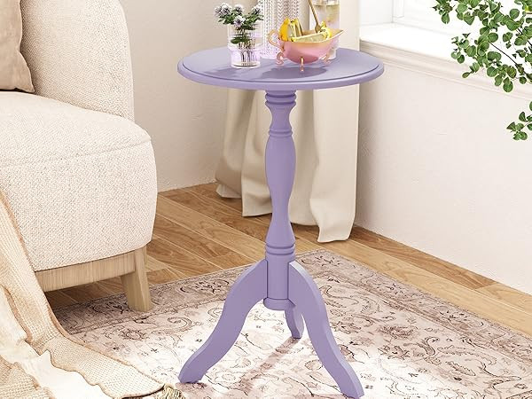 HLR Round Small End Table Wooden Side Table Pedestal Side Table Vintage Accent Tables Nightstand ... | Amazon (US)