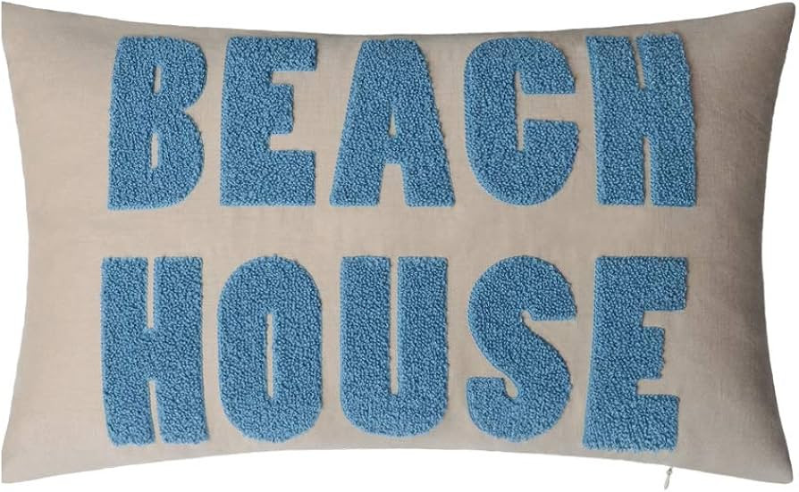 JWH Beach House Throw Pillow Cover Decorative Terry Embroidered Letter Accent Pillow Cases Summer... | Amazon (US)