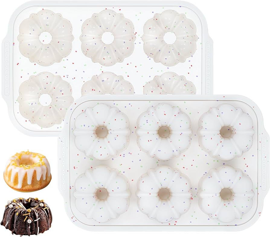 CAKETIME Mini Fluted Tube Pan with Metal Reinforced Frame, 6-Cavity Silicone Nonstick Small Cake ... | Amazon (US)